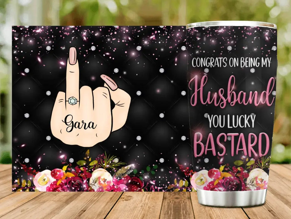 Personalized Couple Tumbler - Gift Idea For Couple/Him/Her/Valentine's Day - Congrats On Being My Wife