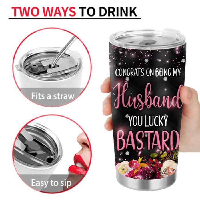 Personalized Couple Tumbler - Gift Idea For Couple/Him/Her/Valentine's Day - Congrats On Being My Wife