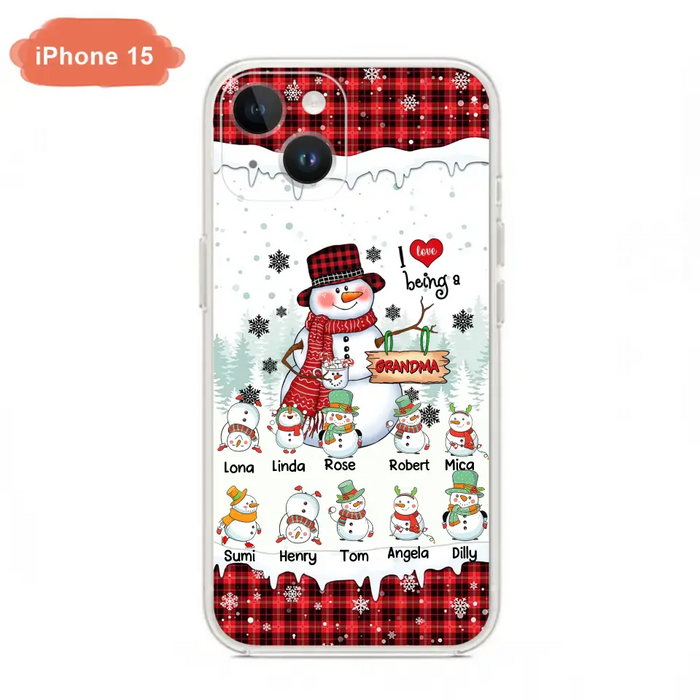 Personalized Snowman Christmas Grandma Phone Case - Christmas Gift Idea For Grandma - Up to 10 Kids - Case For iPhone/Samsung