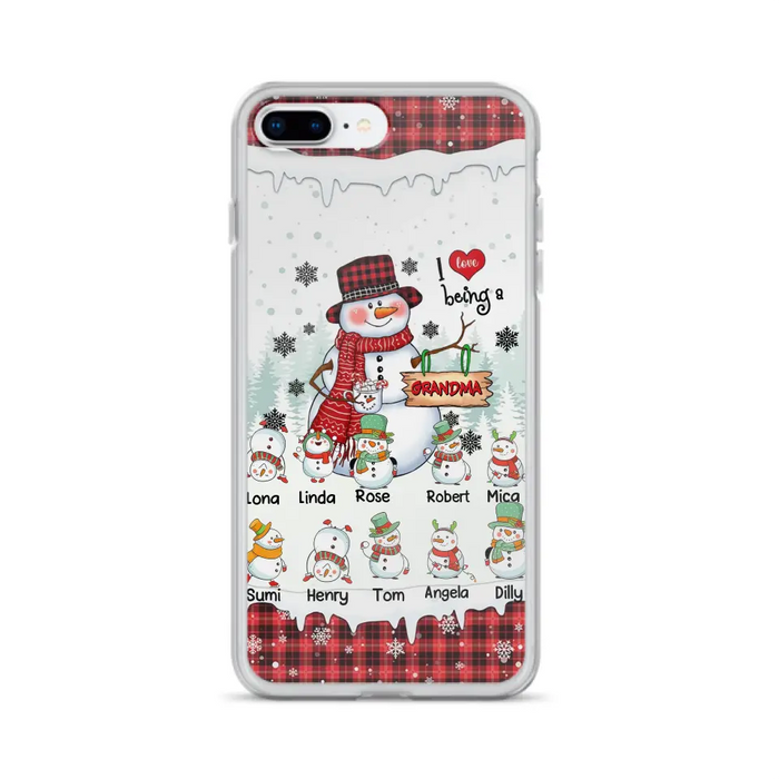 Personalized Snowman Christmas Grandma Phone Case - Christmas Gift Idea For Grandma - Up to 10 Kids - Case For iPhone/Samsung