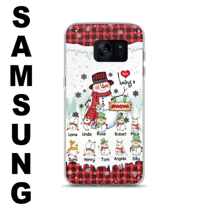 Personalized Snowman Christmas Grandma Phone Case - Christmas Gift Idea For Grandma - Up to 10 Kids - Case For iPhone/Samsung