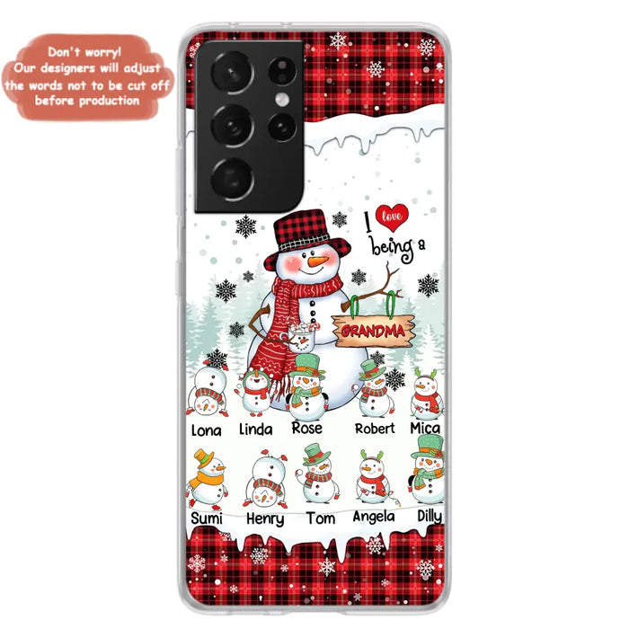 Personalized Snowman Christmas Grandma Phone Case - Christmas Gift Idea For Grandma - Up to 10 Kids - Case For iPhone/Samsung