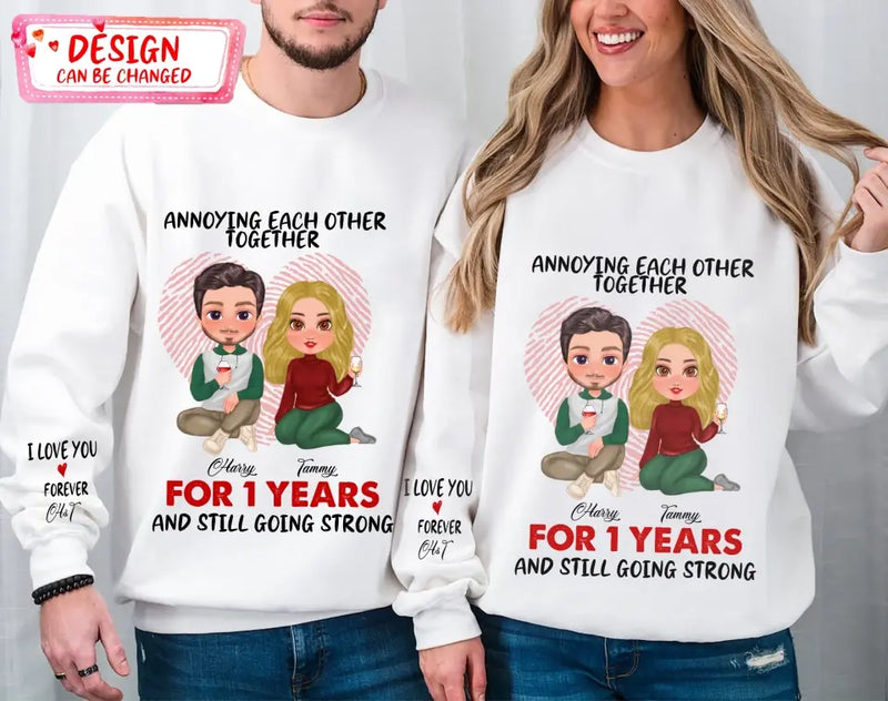 Personalized Couple AOP Sweater - Anniversary/Christmas/Valentine's Day Gift Idea For Couple/Him/Her - Annoying Each Other For 10 Years And Still Going Strong
