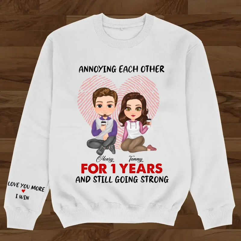 Personalized Couple AOP Sweater - Anniversary/Christmas/Valentine's Day Gift Idea For Couple/Him/Her - Annoying Each Other For 10 Years And Still Going Strong