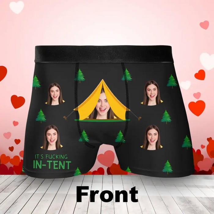 Custom Personalized Funny Camper Couple Men's Boxer Briefs - Upload Photo - Funny/ Valentines Gift Idea For Men, Boyfriend, Husband -  It's Fucking In-tent