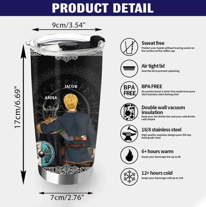 Personalized Viking Couple Tumbler - Gift Idea For Couple/Him/Valentine's Day - To My Awesome Viking Man I love You To Valhalla & Back