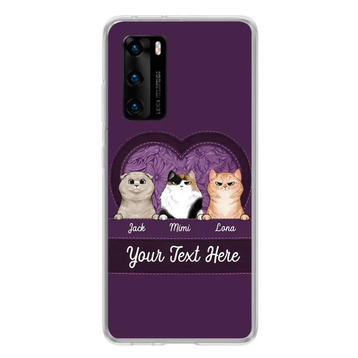 Custom Personalized Cat Phone Case For Oppo/Xiaomi/Huawei - Gift Idea For Cat Lovers- Up to 3 Cats - Cat In Heart