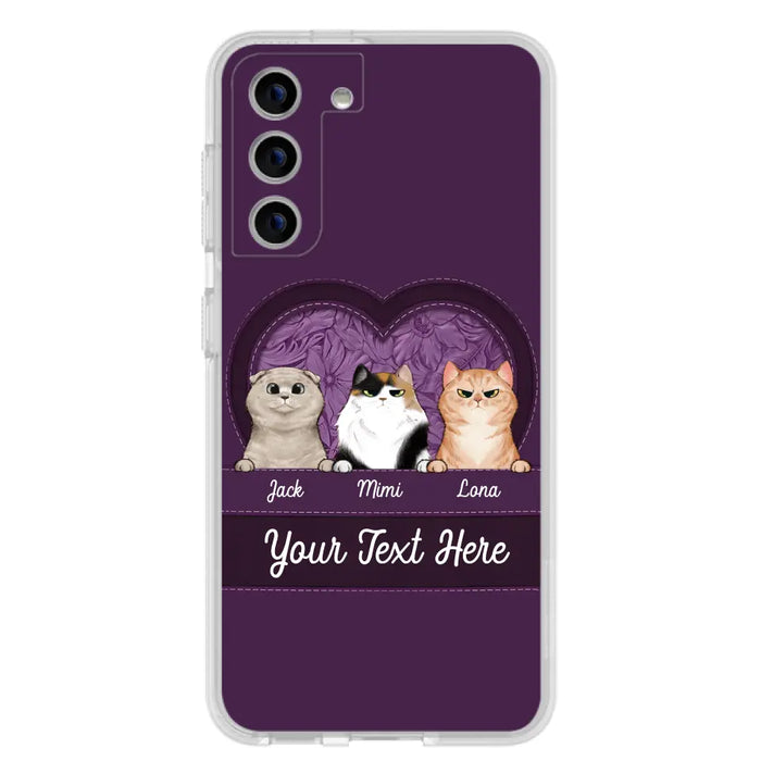 Custom Personalized Cat Phone Case For iPhone And Samsung - Gift Idea For Cat Lover - Up to 3  Cats  - Cat In Heart
