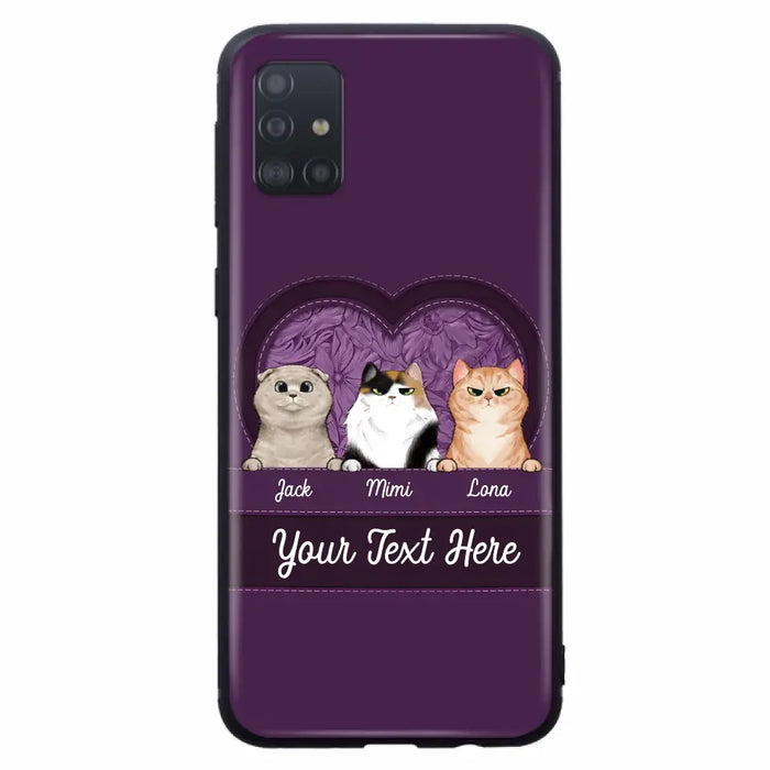 Custom Personalized Cat Phone Case For iPhone And Samsung - Gift Idea For Cat Lover - Up to 3  Cats  - Cat In Heart