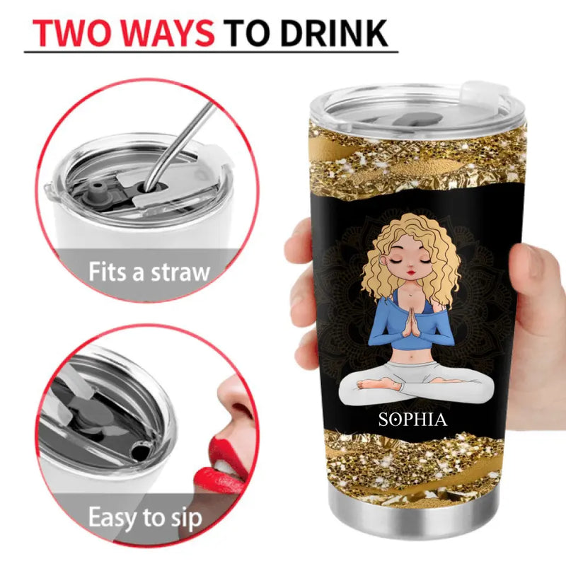 Personalized Yoga Tumbler - Gift Idea for Yoga Lovers - I'm Mostly Peace Love And Light