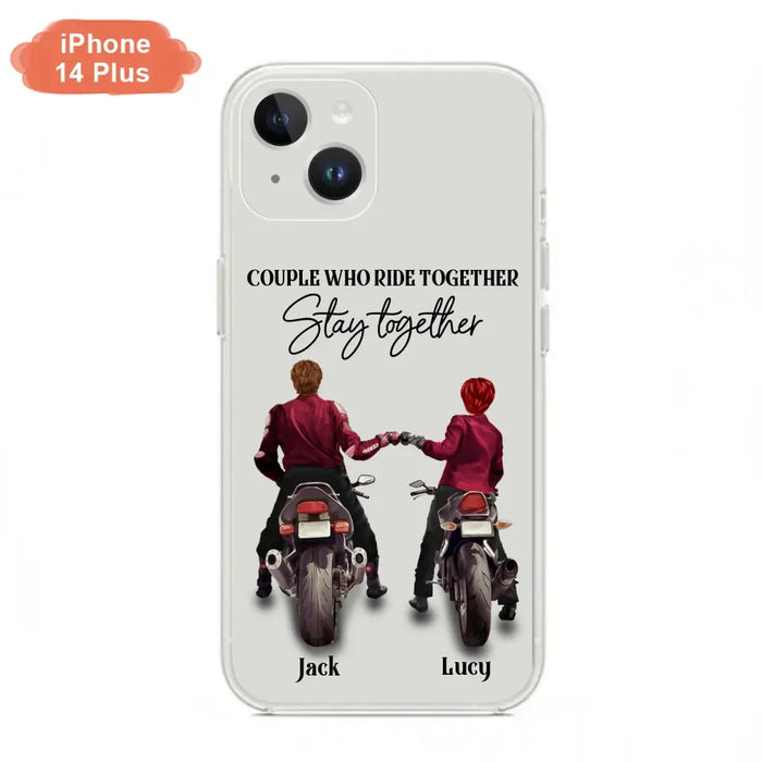 Custom Personalized Riding Couple Phone Case - Gift Idea For Couple/Valentines Day/Her/Him - Couple Who Ride Together Stay Together - Case For Iphone/Samsung