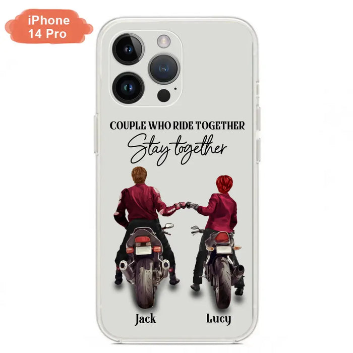 Custom Personalized Riding Couple Phone Case - Gift Idea For Couple/Valentines Day/Her/Him - Couple Who Ride Together Stay Together - Case For Iphone/Samsung