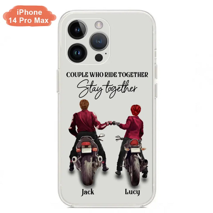 Custom Personalized Riding Couple Phone Case - Gift Idea For Couple/Valentines Day/Her/Him - Couple Who Ride Together Stay Together - Case For Iphone/Samsung