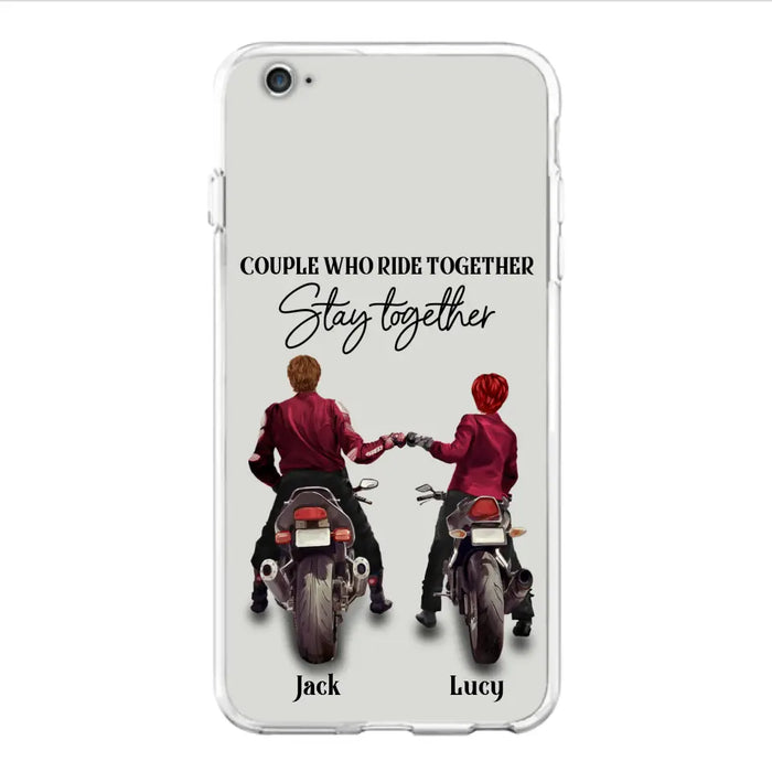 Custom Personalized Riding Couple Phone Case - Gift Idea For Couple/Valentines Day/Her/Him - Couple Who Ride Together Stay Together - Case For Iphone/Samsung