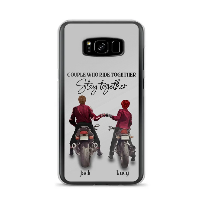 Custom Personalized Riding Couple Phone Case - Gift Idea For Couple/Valentines Day/Her/Him - Couple Who Ride Together Stay Together - Case For Iphone/Samsung