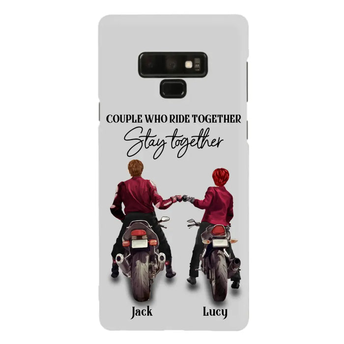 Custom Personalized Riding Couple Phone Case - Gift Idea For Couple/Valentines Day/Her/Him - Couple Who Ride Together Stay Together - Case For Iphone/Samsung