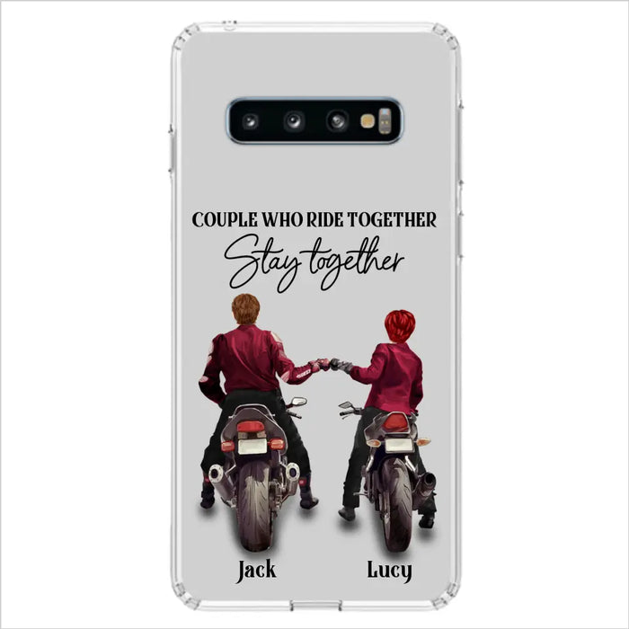 Custom Personalized Riding Couple Phone Case - Gift Idea For Couple/Valentines Day/Her/Him - Couple Who Ride Together Stay Together - Case For Iphone/Samsung