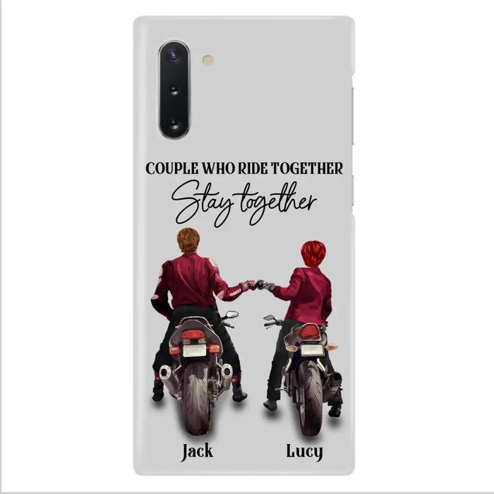 Custom Personalized Riding Couple Phone Case - Gift Idea For Couple/Valentines Day/Her/Him - Couple Who Ride Together Stay Together - Case For Iphone/Samsung