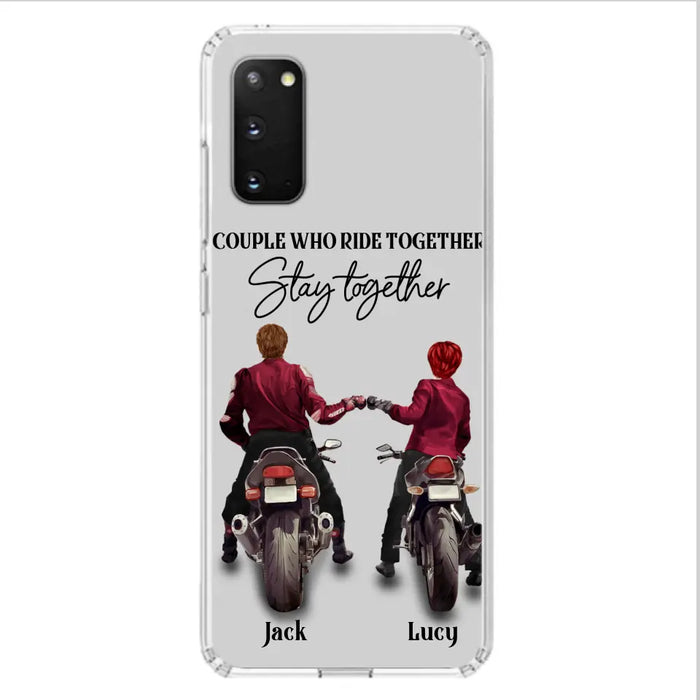 Custom Personalized Riding Couple Phone Case - Gift Idea For Couple/Valentines Day/Her/Him - Couple Who Ride Together Stay Together - Case For Iphone/Samsung