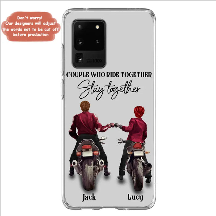 Custom Personalized Riding Couple Phone Case - Gift Idea For Couple/Valentines Day/Her/Him - Couple Who Ride Together Stay Together - Case For Iphone/Samsung