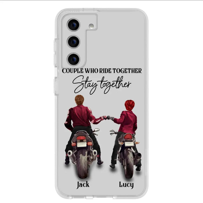 Custom Personalized Riding Couple Phone Case - Gift Idea For Couple/Valentines Day/Her/Him - Couple Who Ride Together Stay Together - Case For Iphone/Samsung