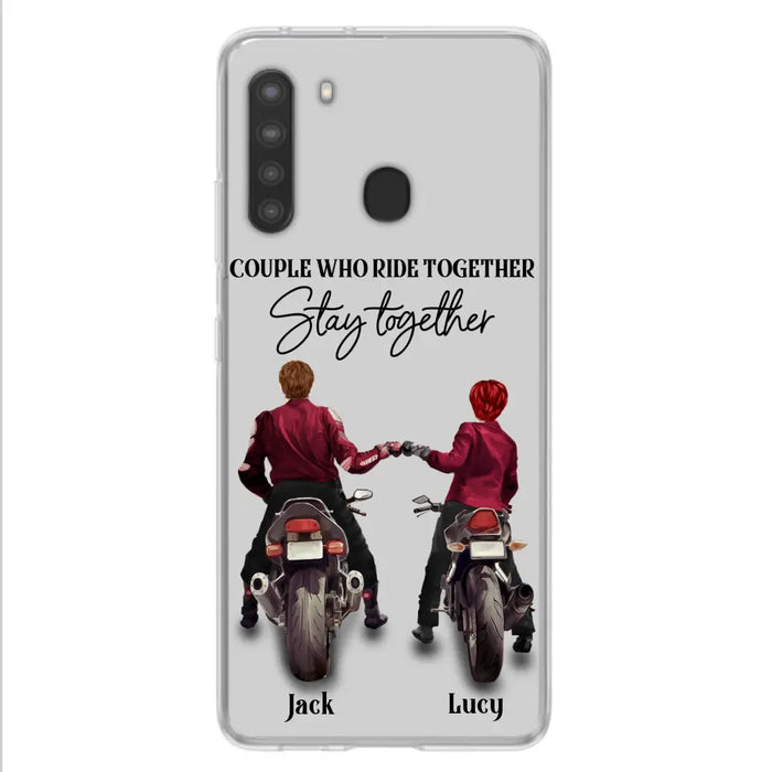 Custom Personalized Riding Couple Phone Case - Gift Idea For Couple/Valentines Day/Her/Him - Couple Who Ride Together Stay Together - Case For Iphone/Samsung