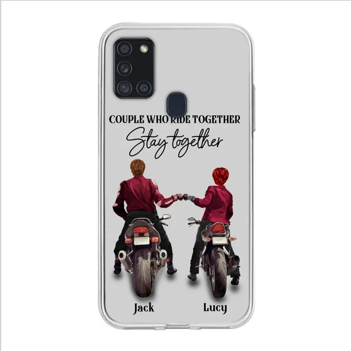 Custom Personalized Riding Couple Phone Case - Gift Idea For Couple/Valentines Day/Her/Him - Couple Who Ride Together Stay Together - Case For Iphone/Samsung