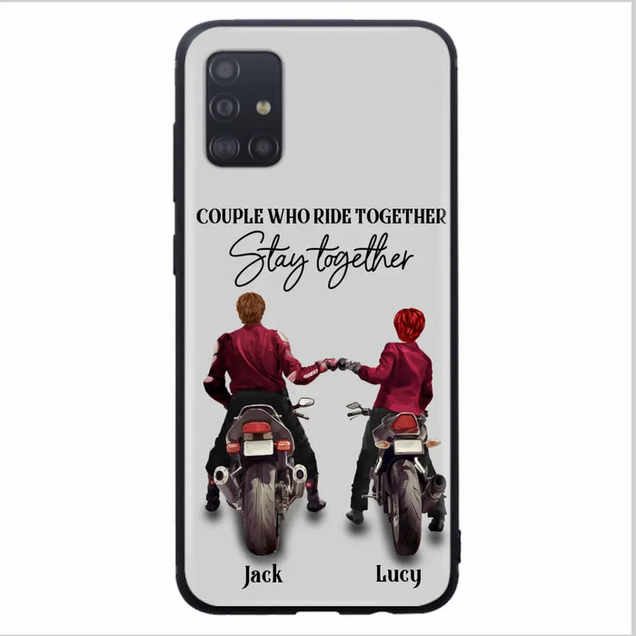 Custom Personalized Riding Couple Phone Case - Gift Idea For Couple/Valentines Day/Her/Him - Couple Who Ride Together Stay Together - Case For Iphone/Samsung