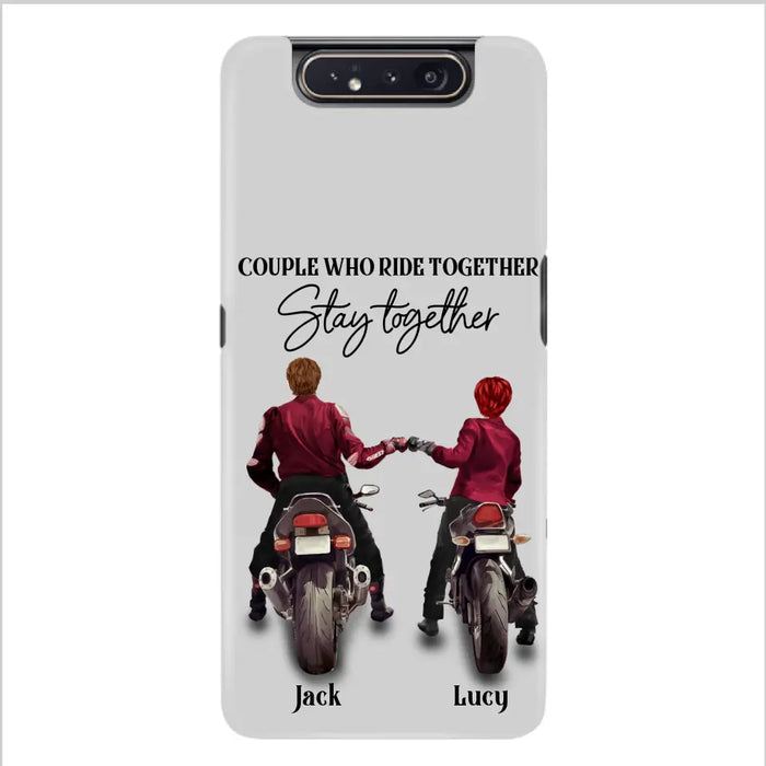 Custom Personalized Riding Couple Phone Case - Gift Idea For Couple/Valentines Day/Her/Him - Couple Who Ride Together Stay Together - Case For Iphone/Samsung