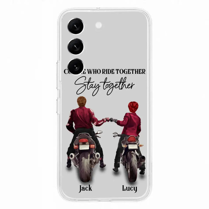 Custom Personalized Riding Couple Phone Case - Gift Idea For Couple/Valentines Day/Her/Him - Couple Who Ride Together Stay Together - Case For Iphone/Samsung