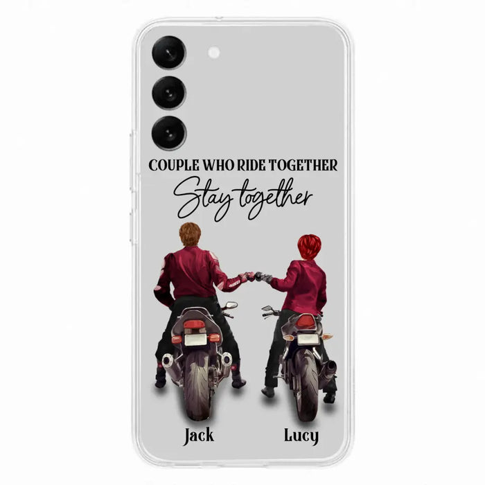 Custom Personalized Riding Couple Phone Case - Gift Idea For Couple/Valentines Day/Her/Him - Couple Who Ride Together Stay Together - Case For Iphone/Samsung