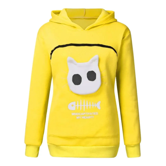 Custom Personalized Women Hoodie Sweatshirt With Cat Pet Pocket Long Sleeve Sweater Cat Outfit - Gift Idea For Dog/Cat Owner
