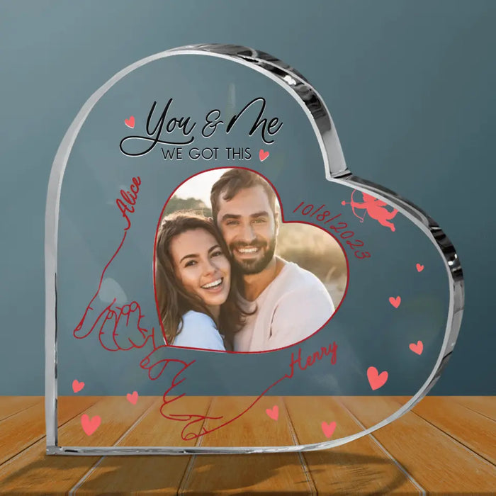 Custom Personalized Couple Crystal Heart - Gift Idea For Couple/Him/Her/Valentines's Day - Upload Photo - You & Me We Got This