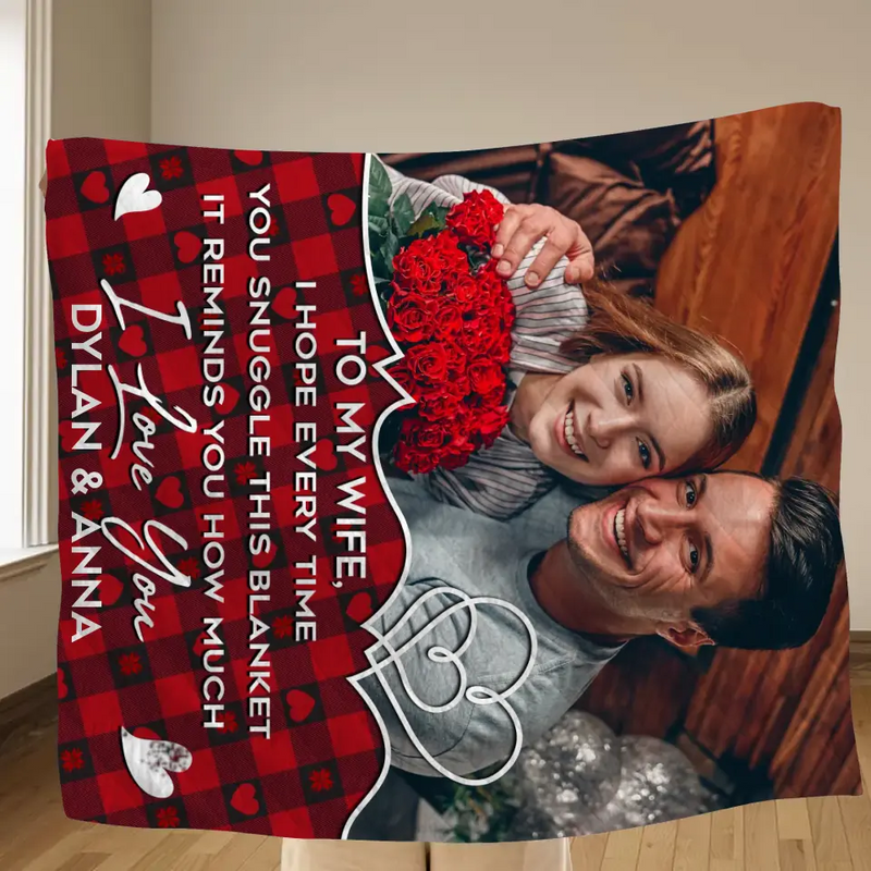 Personalized Couple Photo Quilt/Fleece Throw Blanket - Upload Photo - Gift Idea For Couple/Husband/Wife/Valentine's Day - To My Wife
