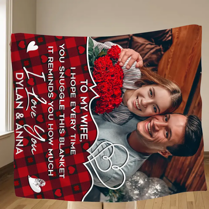 Personalized Couple Photo Quilt/Fleece Throw Blanket - Upload Photo - Gift Idea For Couple/Husband/Wife/Valentine's Day - To My Wife