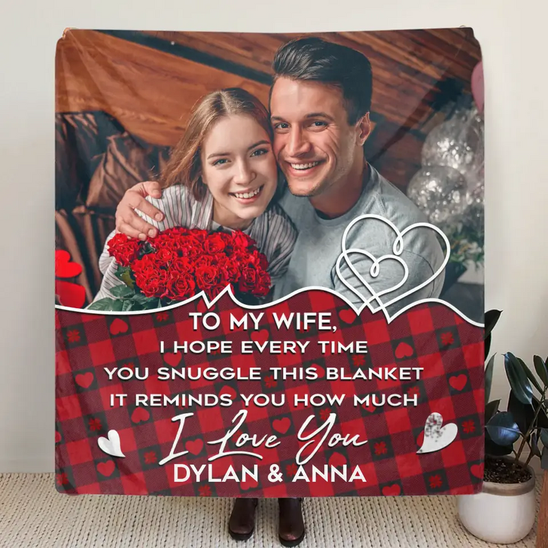 Personalized Couple Photo Quilt/Fleece Throw Blanket - Upload Photo - Gift Idea For Couple/Husband/Wife/Valentine's Day - To My Wife