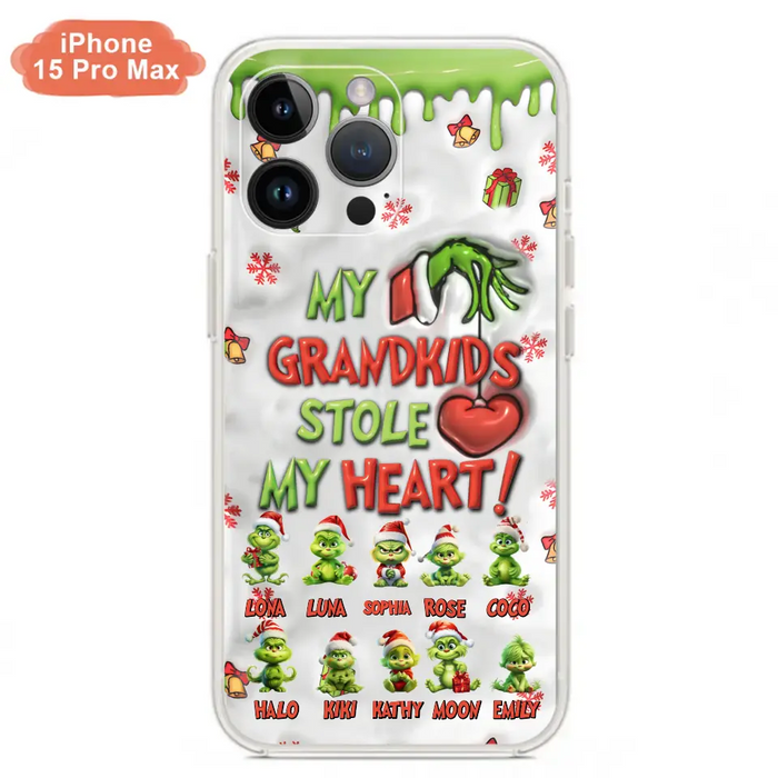 Custom Personalized Christmas Mama Grandkid Phone Case - Gift Idea For Grandkids - Upto 10 Kids - My Grandkids Stole My Heart - Case For iPhone/Samsung