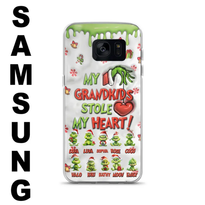 Custom Personalized Christmas Mama Grandkid Phone Case - Gift Idea For Grandkids - Upto 10 Kids - My Grandkids Stole My Heart - Case For iPhone/Samsung