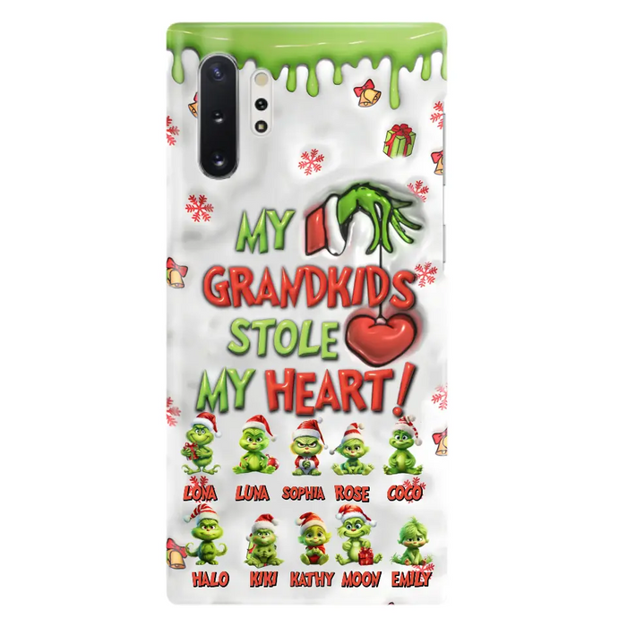 Custom Personalized Christmas Mama Grandkid Phone Case - Gift Idea For Grandkids - Upto 10 Kids - My Grandkids Stole My Heart - Case For iPhone/Samsung