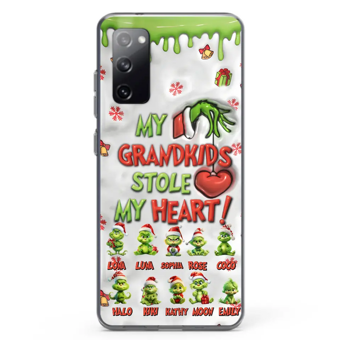 Custom Personalized Christmas Mama Grandkid Phone Case - Gift Idea For Grandkids - Upto 10 Kids - My Grandkids Stole My Heart - Case For iPhone/Samsung