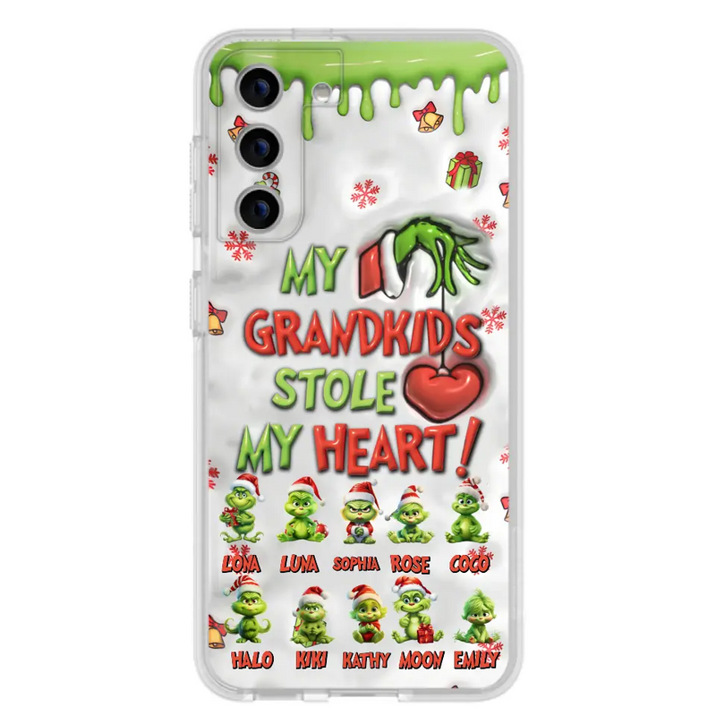 Personalized Christmas Mama Grandkid Phone Case - Gift Idea For Grandkids - Up to 10 Kids - My Grandkids Stole My Heart - Case For iPhone/Samsung