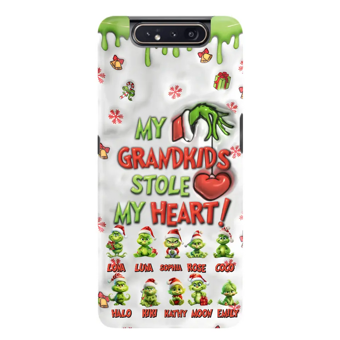 Custom Personalized Christmas Mama Grandkid Phone Case - Gift Idea For Grandkids - Upto 10 Kids - My Grandkids Stole My Heart - Case For iPhone/Samsung