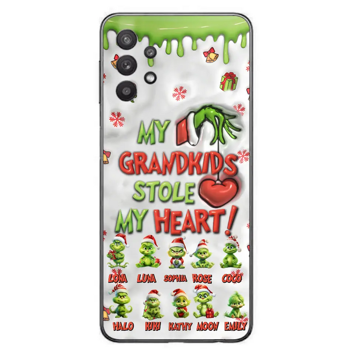 Custom Personalized Christmas Mama Grandkid Phone Case - Gift Idea For Grandkids - Upto 10 Kids - My Grandkids Stole My Heart - Case For iPhone/Samsung