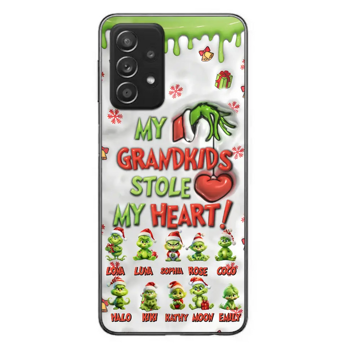 Custom Personalized Christmas Mama Grandkid Phone Case - Gift Idea For Grandkids - Upto 10 Kids - My Grandkids Stole My Heart - Case For iPhone/Samsung