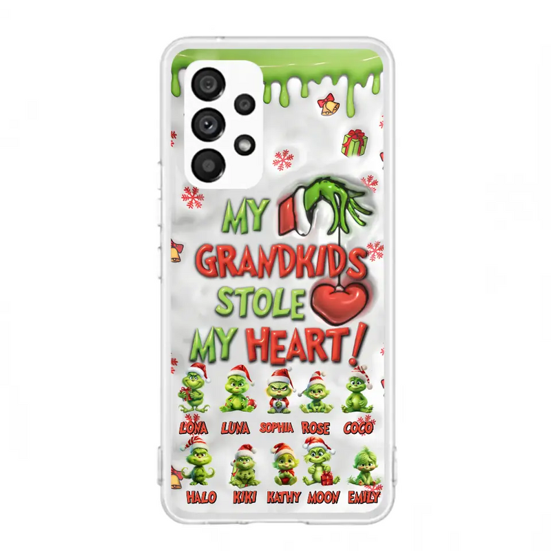 Personalized Christmas Mama Grandkid Phone Case - Gift Idea For Grandkids - Up to 10 Kids - My Grandkids Stole My Heart - Case For iPhone/Samsung