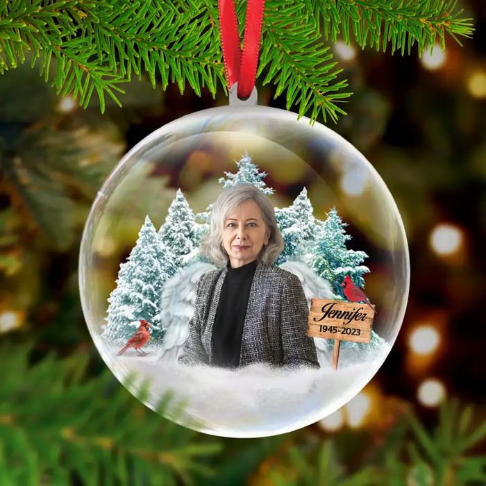 Custom Personalized Memorial Christmas 3D Ball Ornament - Upload Photo - Memorial Gift Idea For Family Member/ Christmas