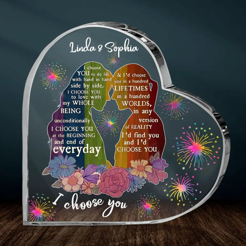 Personalized Couple Her & Her Acrylic Plaque - Valentine's Day Gift Idea For Couple - I Choose You At The Beginning And End Of Everyday