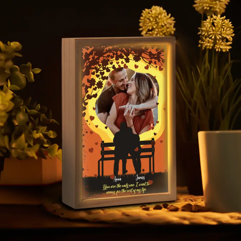 Personalized Couple Picture Frame Light Box - Anniversary/Valentine/Christmas Gift Idea For Couple - You Are The Only One I Want To Annoy For The Rest Of My Life