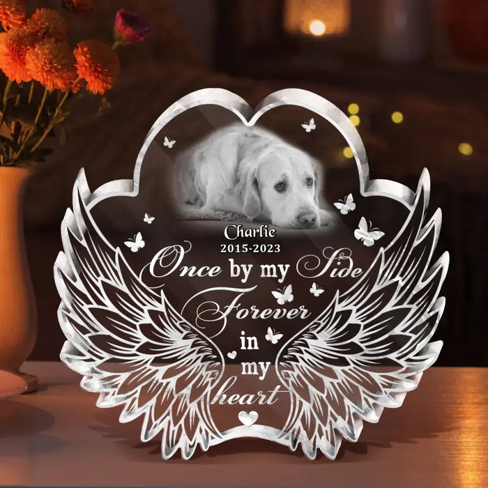 Custom Personalized Paw Wings Dog Memorial Gift Idea For Christmas/ Pet Lover - Upload Photo - Once By My Side Forever In My Heart