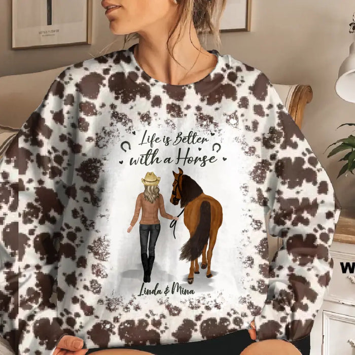 Custom Personalized Horse Girl AOP Sweater - Gift Idea For Horse Lover - Life is Better With A Horse